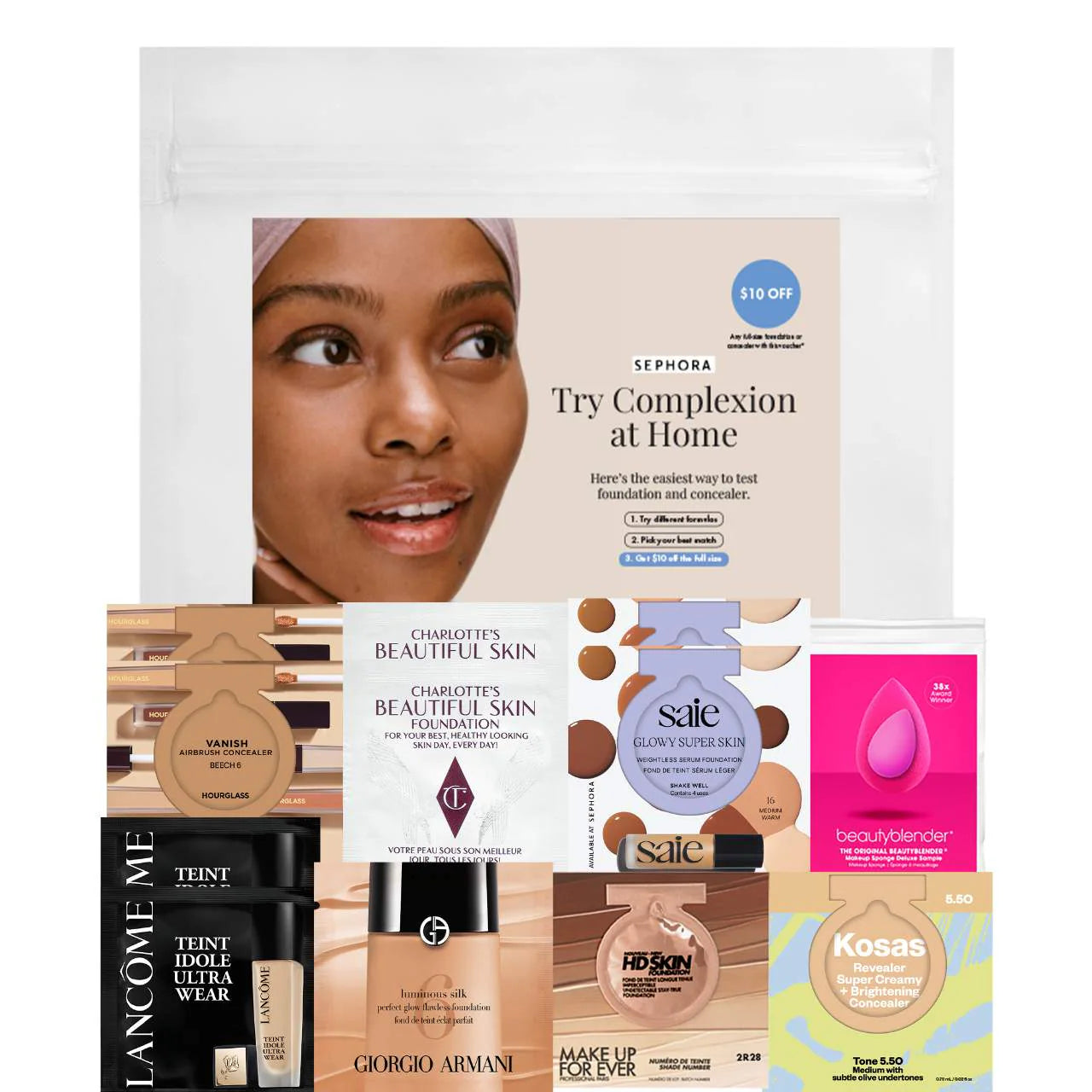 Sobre pedido: Sephora Favorites Complexion Try-On Sample Bag With Redeemable Voucher