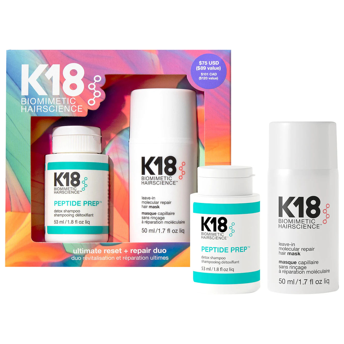 Sobre pedido: K18 Biomimetic Hairscience Ultimate Reset + Repair Hair Mask and Shampoo Value Set