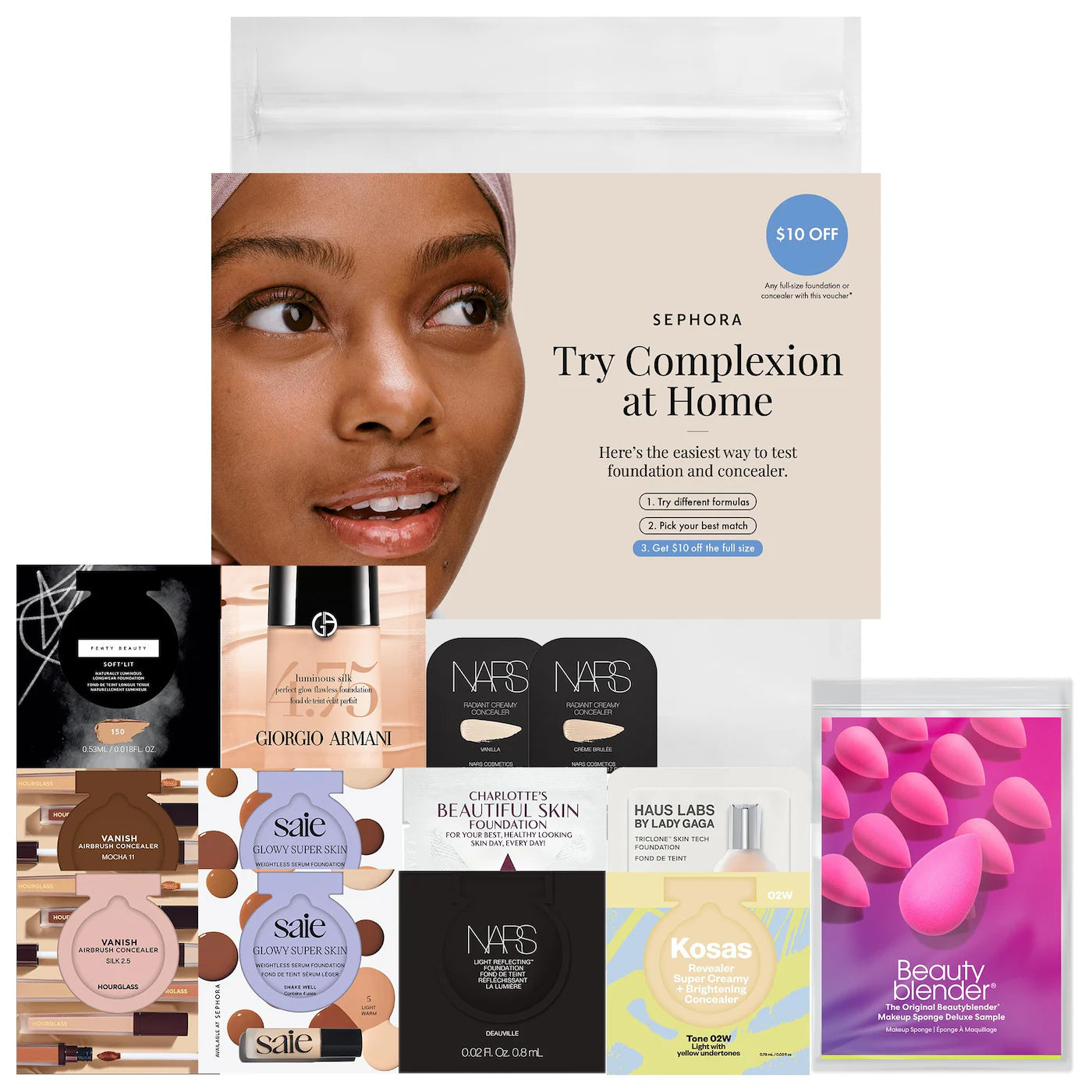 Sobre pedido: Sephora Favorites Complexion Try-On Sample Bag With Redeemable Voucher