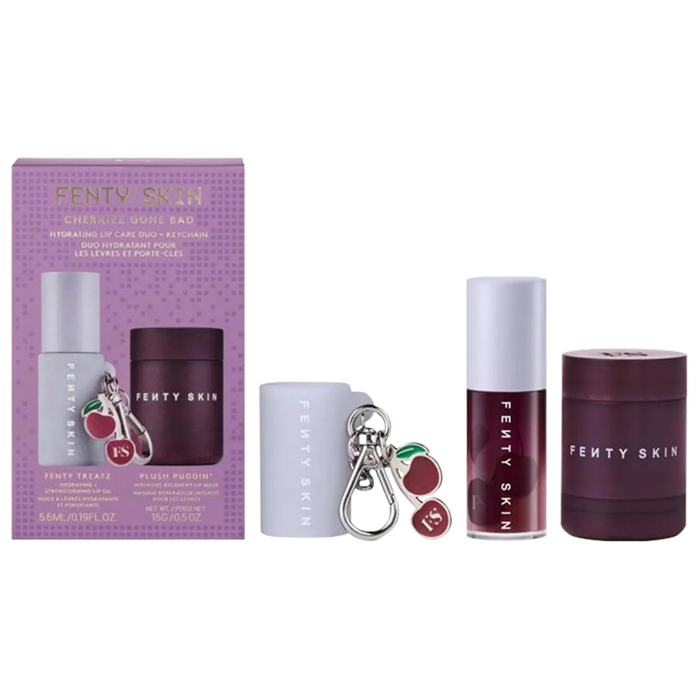 Sobre pedido: Fenty Beauty by Rihanna Cherriez Gone Bad Hydrating Lip Care Duo + Keychain