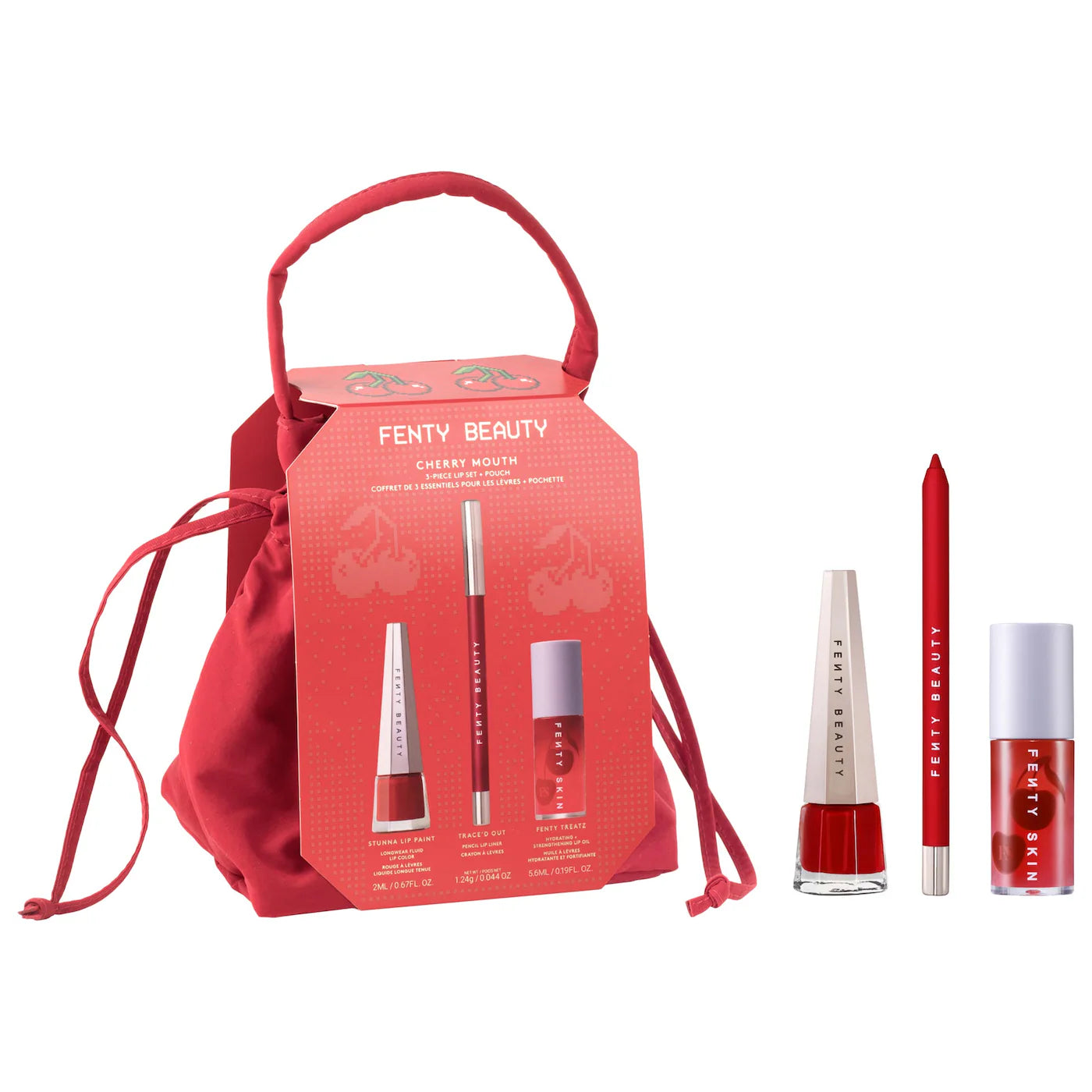 Sobre pedido: Fenty Beauty by Rihanna Cherry Mouth 3-Piece Lip Set + Pouch