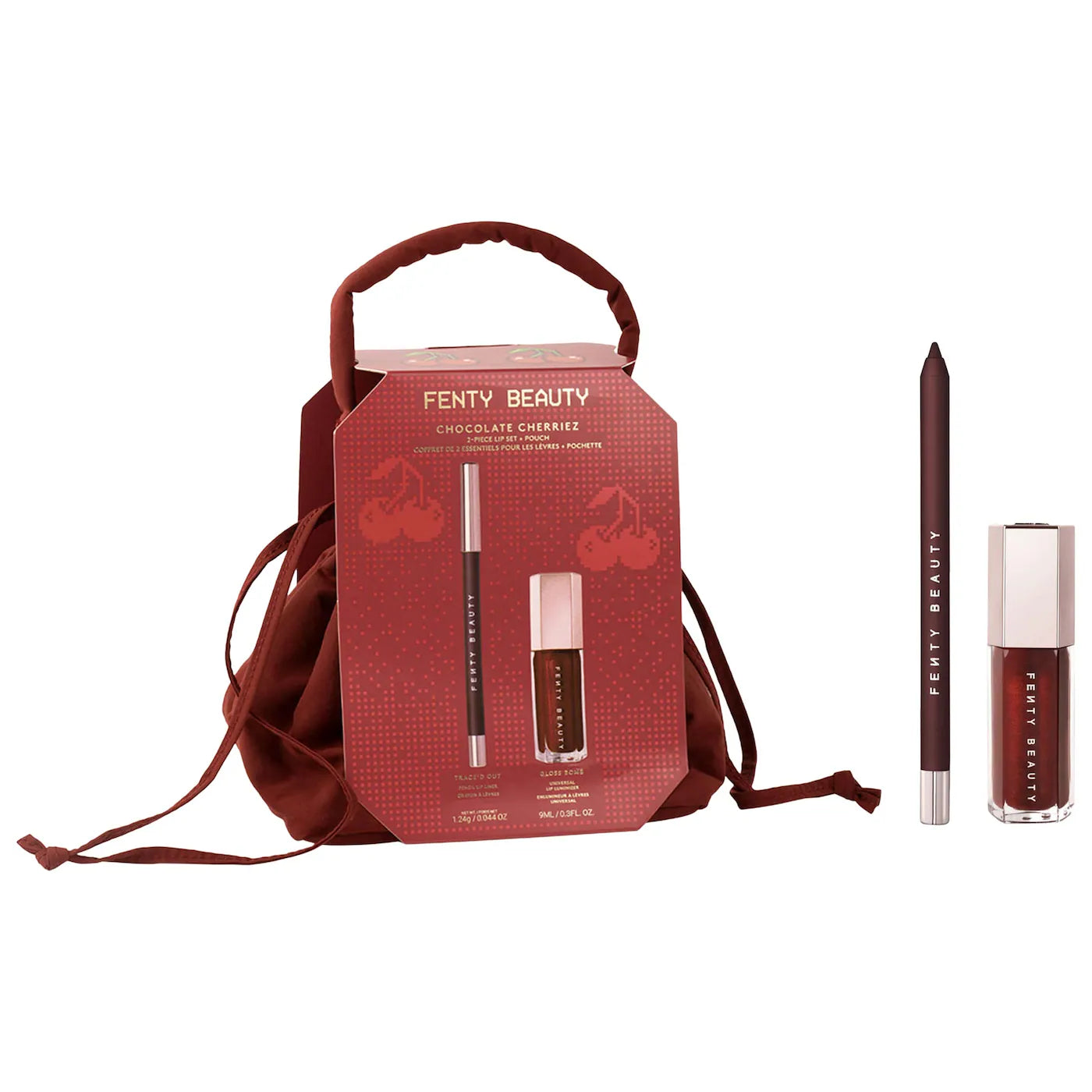 Sobre pedido: Fenty Beauty by Rihanna Chocolate Cherriez 2-Piece Lip Set + Pouch