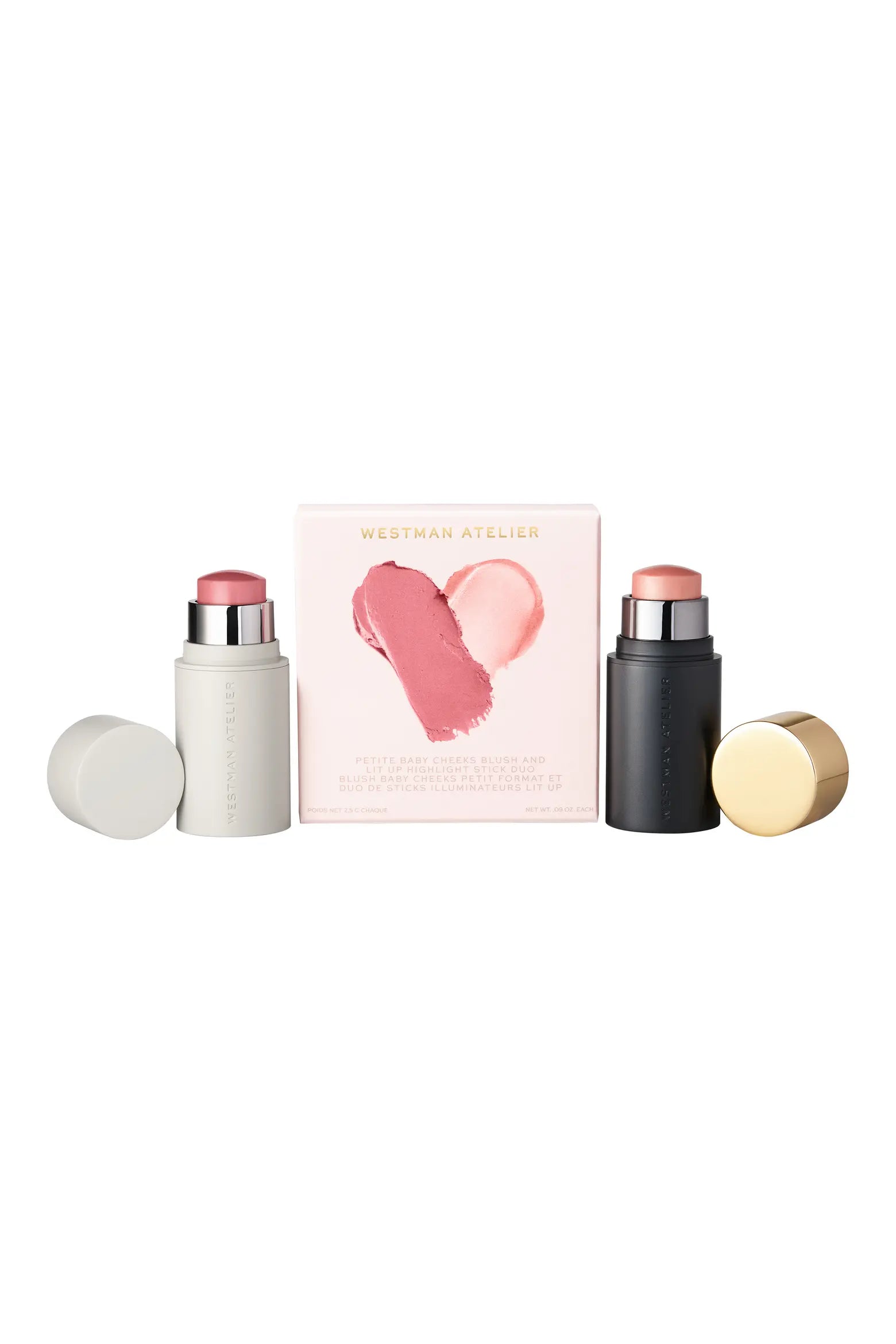 Sobre pedido:  Petite Baby Cheeks Blush & Lit Up Highlight Stick Duo | Westman Atelier