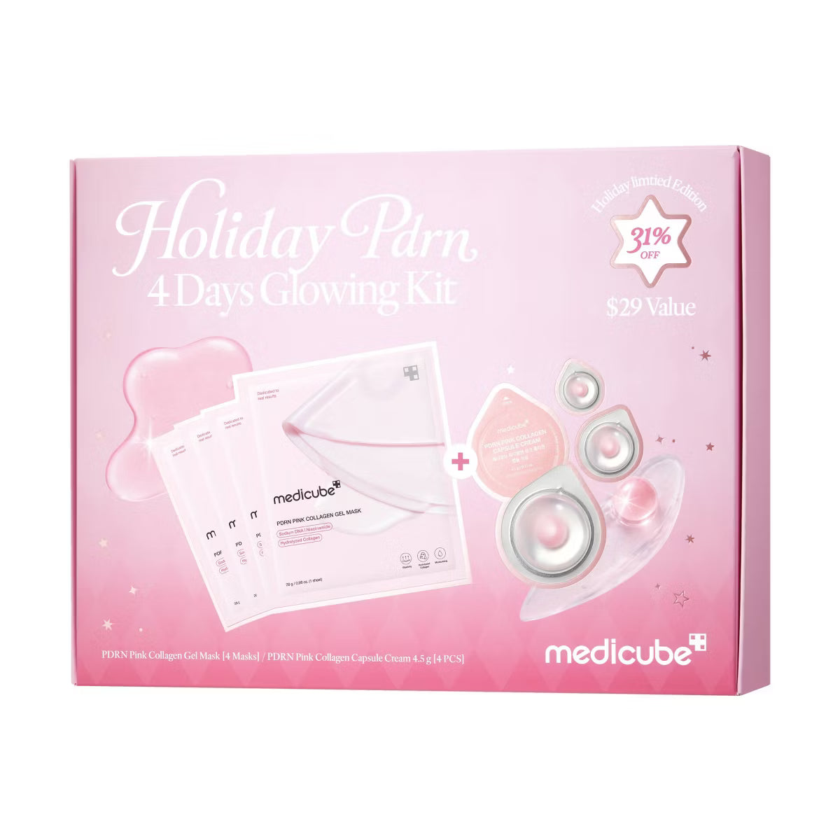 Sobre pedido: medicube Holiday Pink Collagen 4 Days Glowing Kit Skincare Sets - 8pc