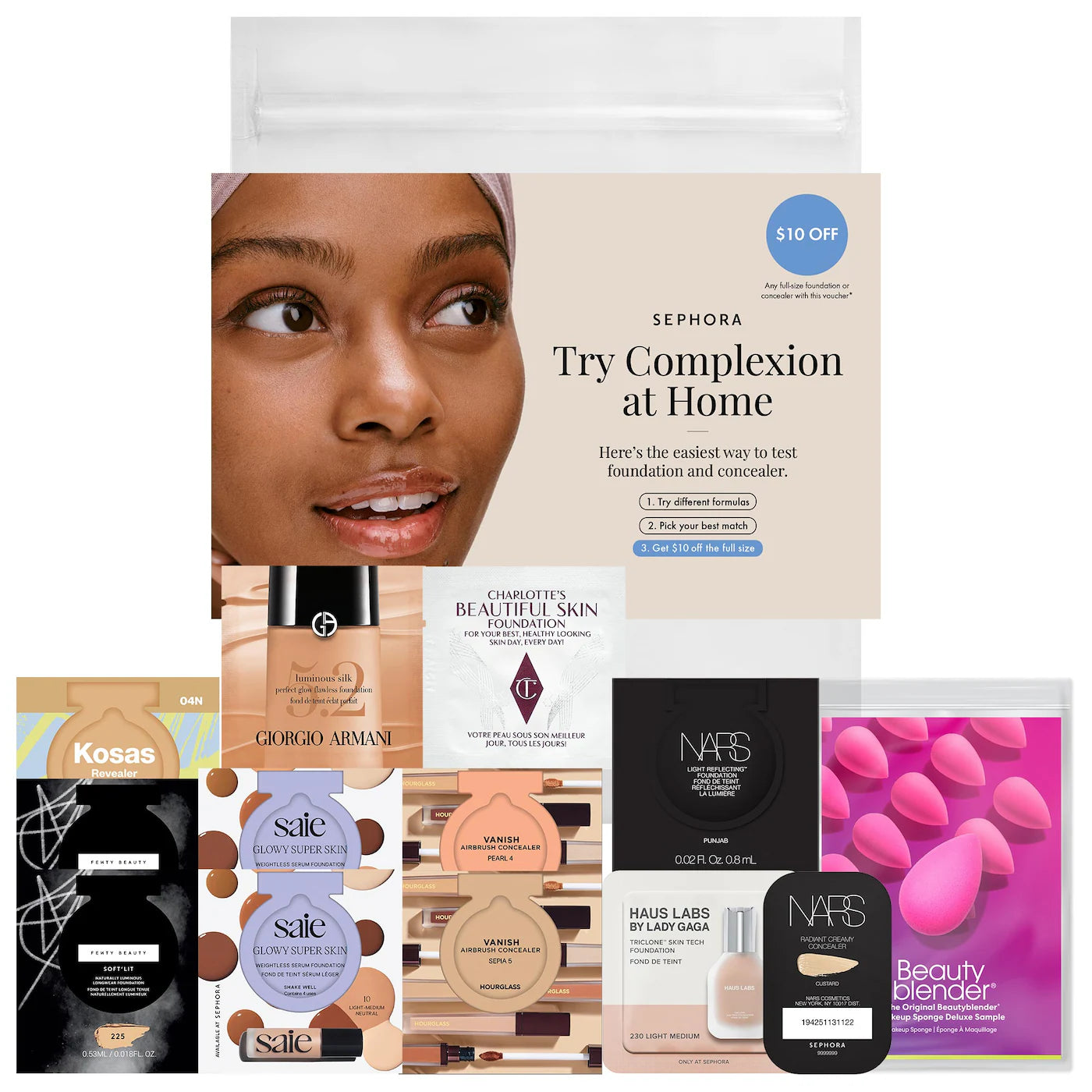 Sobre pedido: Sephora Favorites Complexion Try-On Sample Bag With Redeemable Voucher