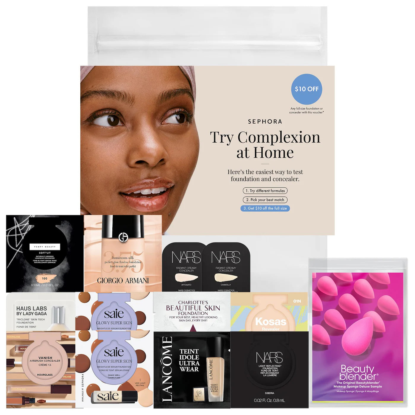Sobre pedido: Sephora Favorites Complexion Try-On Sample Bag With Redeemable Voucher