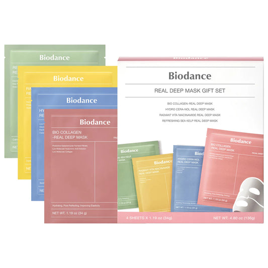 Sobre pedido: Biodance Real Deep Mask Gift Set - 4 Masks for Pore Care, Hydration, Calming and Dark Spot Treatment