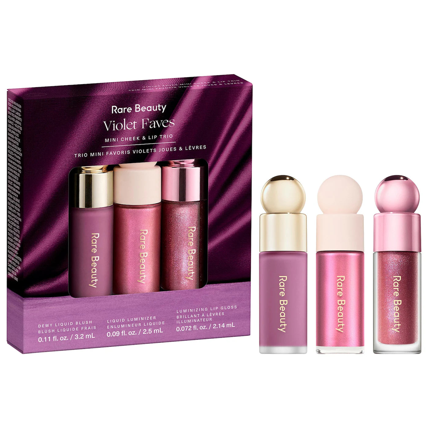 Sobre pedido: Rare Beauty by Selena Gomez Violet Faves Mini Cheek and Lip Trio Makeup Gift Set