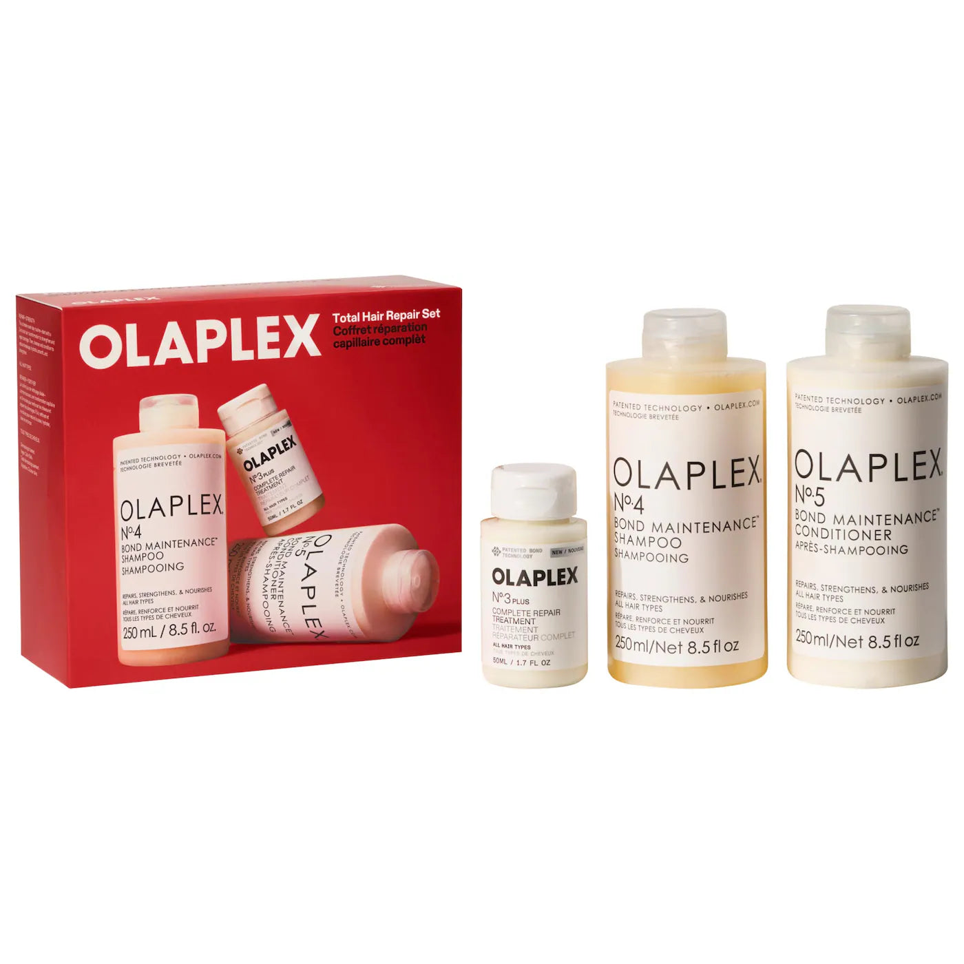 Sobre pedido: Olaplex Total Hair Repair Pre-Shampoo Treatment, Shampoo & Conditioner Gift Set